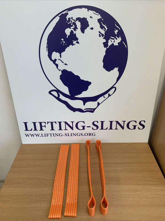 4x Orange Recovery Alloy Car Soft Link Straps fast shipping - Lifting Slings