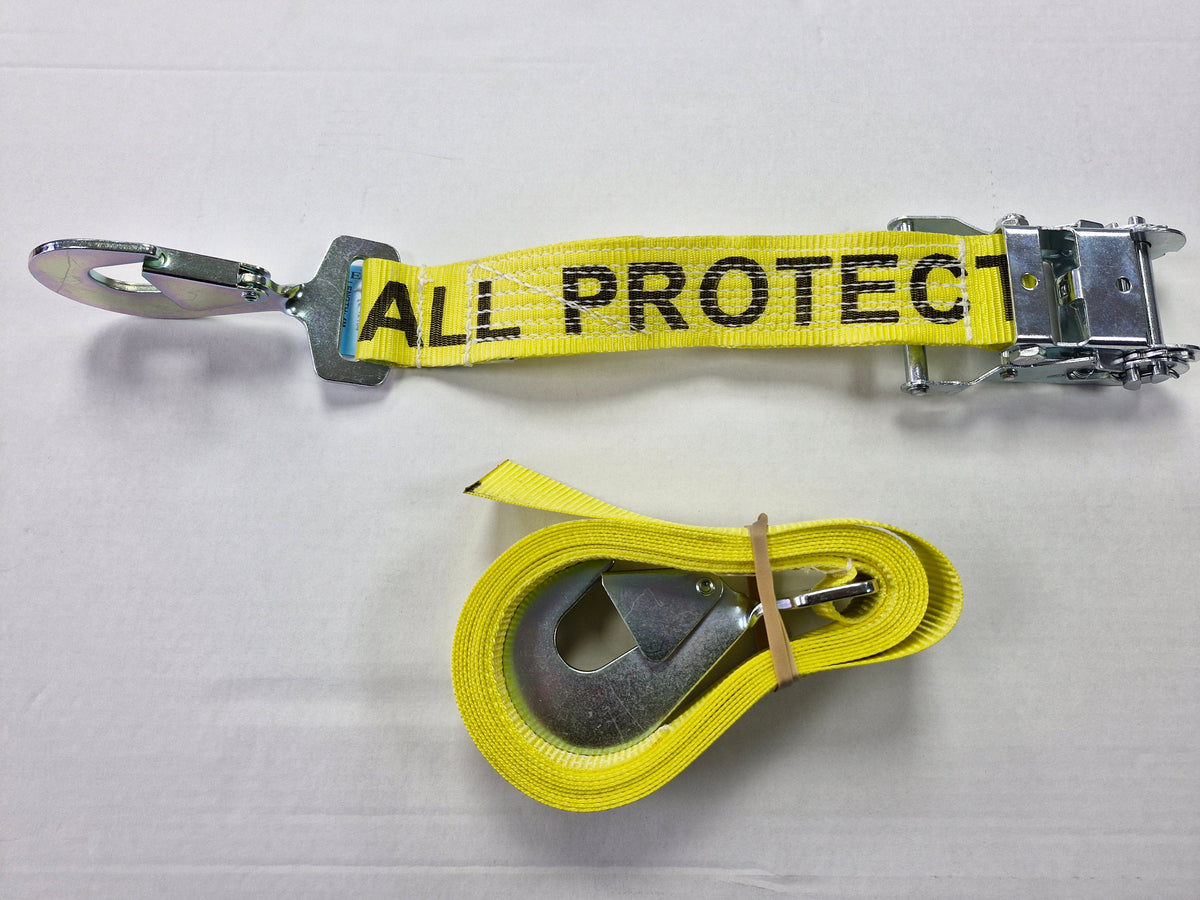 Pack Of Two 2t 50mm Fall Protection Ratchet Straps With Snap Hook Heav ...