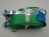 4x 5t green with reflective strips soft link car trailer transporter tie down heavy duty ratchet straps.
