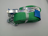 4x 5t green with reflective strips soft link car trailer transporter tie down heavy duty ratchet straps.
