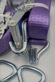 4x 5t purple with reflective lines over tyre car trailer transporter tie down heavy duty ratchet straps.