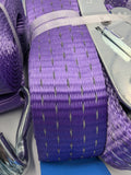 4x 5t purple with reflective lines over tyre car trailer transporter tie down heavy duty ratchet straps.
