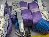 4x 5t purple with reflective strips soft link car trailer transporter tie down heavy duty ratchet straps.