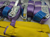 4x 5t purple with reflective strips soft link car trailer transporter tie down heavy duty ratchet straps.