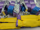 4x 5t purple with reflective strips soft link car trailer transporter tie down heavy duty ratchet straps.