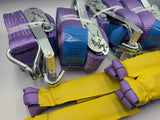 4x 5t purple with reflective strips soft link car trailer transporter tie down heavy duty ratchet straps.