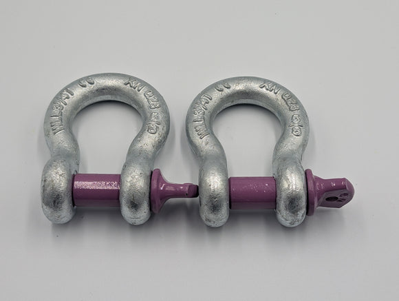 2 x SWL 3.25 Tons Galvanised Tested Alloy Lifting Bow Shackles - Economy