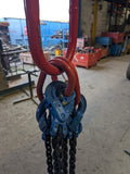Grade 10 Lifting Chain Sling 8mm 4 Leg 3m Self Locking Hook With Grabs *Ex Hire*
