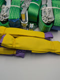 4x 5t Green With Reflective Strips Soft Link Car Trailer Transporter Tie Down Heavy Duty Ratchet Straps