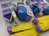 4x 5t Purple With Reflective Strips Soft Link Car Trailer Transporter Tie Down Heavy Duty Ratchet Straps