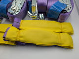 4x 5t Purple With Reflective Strips Soft Link Car Trailer Transporter Tie Down Heavy Duty Ratchet Straps