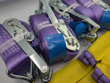 4x 5t Purple With Reflective Strips Soft Link Car Trailer Transporter Tie Down Heavy Duty Ratchet Straps