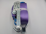 4x 5t Purple With Reflective Strips Soft Link Car Trailer Transporter Tie Down Heavy Duty Ratchet Straps
