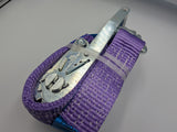 4x 5t Purple With Reflective Strips Soft Link Car Trailer Transporter Tie Down Heavy Duty Ratchet Straps