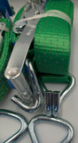 4x 5t Green With Reflective Lines Over Tyre Car Trailer Transporter Tie Down Heavy Duty Ratchet Straps