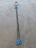 Grade 10 Lifting Chain Sling 8mm 2 Leg 2m Self Locking Hook With Grabs *Ex Hire*