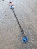 Grade 10 Lifting Chain Sling 8mm 2 Leg 2m Self Locking Hook With Grabs *Ex Hire*