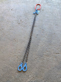 Grade 10 Lifting Chain Sling 8mm 2 Leg 2m Self Locking Hook With Grabs *Ex Hire*