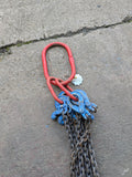 Grade 10 Lifting Chain Sling 8mm 4 Leg 5m Self Locking Hook With Grabs *Ex Hire*