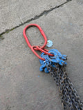 Grade 10 Lifting Chain Sling 8mm 4 Leg 5m Self Locking Hook With Grabs *Ex Hire*