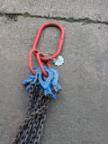 Grade 10 Lifting Chain Sling 8mm 4 Leg 5m Self Locking Hook With Grabs *Ex Hire*