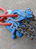 Grade 10 Lifting Chain Sling 8mm 4 Leg 5m Self Locking Hook With Grabs *Ex Hire*