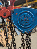 chain block and tackle manual hoist 10000kg 12m height of lift ex hire 3m hand chain 14081521.