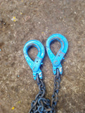 Grade 10 Lifting Chain Sling 8mm 2 Leg 2m Self Locking Hooks c/w Grabs *Ex Hire*