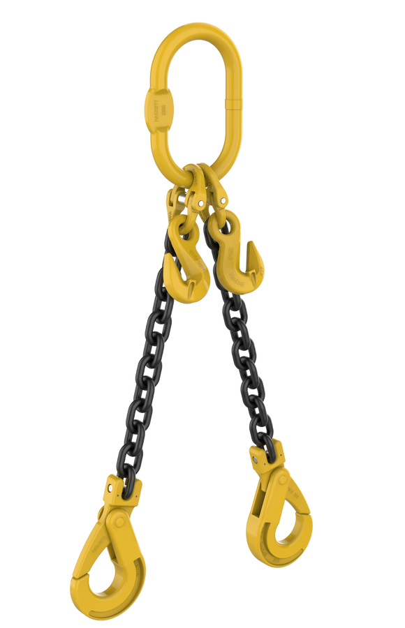 Two Leg Lifting Chain Slings With Self Locking Hooks Grade 80 - EN 818-4