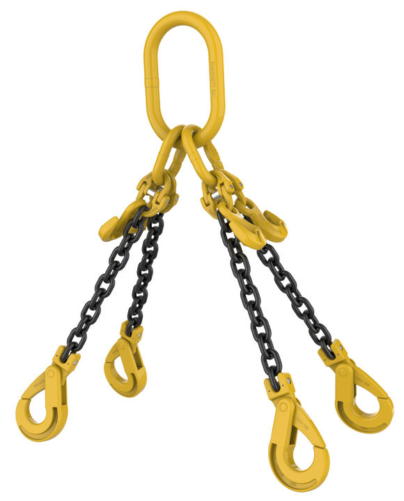 Four Leg Chain Slings With Self Locking Hooks Grade 80 - EN 818-4 - 4 Leg