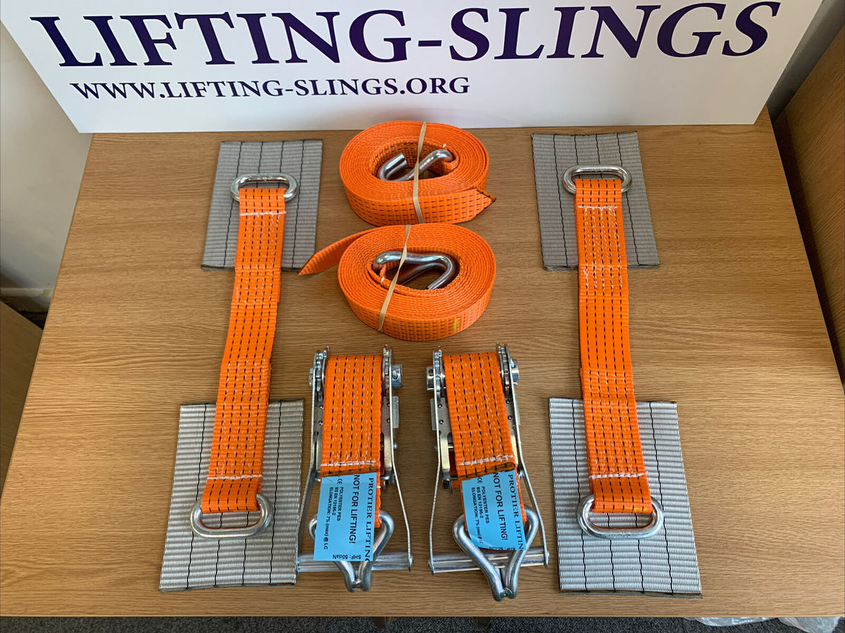Container Recovery Strap 2x (Pair) Car Trailer Transporter Recovery Straps Orange -Truck-Heavy ...