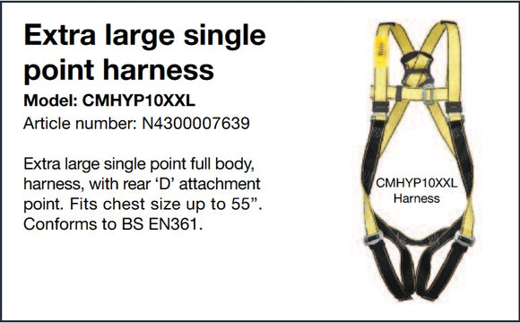 Yale CMHYP10XXL Height Safety Extra Large Single Point Harness fast shipping - Lifting Slings