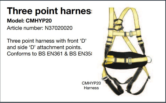 Yale CMHYP20 Height Safety Three Point Harness fast shipping - Lifting Slings