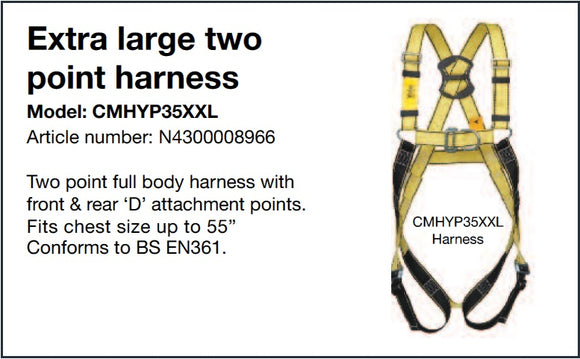 Yale CMHYP35XXL Height Safety Extra Large Two Point Harness fast shipping - Lifting Slings