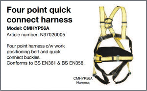 Yale CMHYP56A Height Safety Four Point Quick Connect Harness fast shipping - Lifting Slings