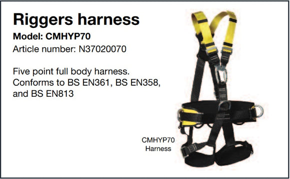 Yale CMHYP70 Height Safety Riggers Harness fast shipping - Lifting Slings