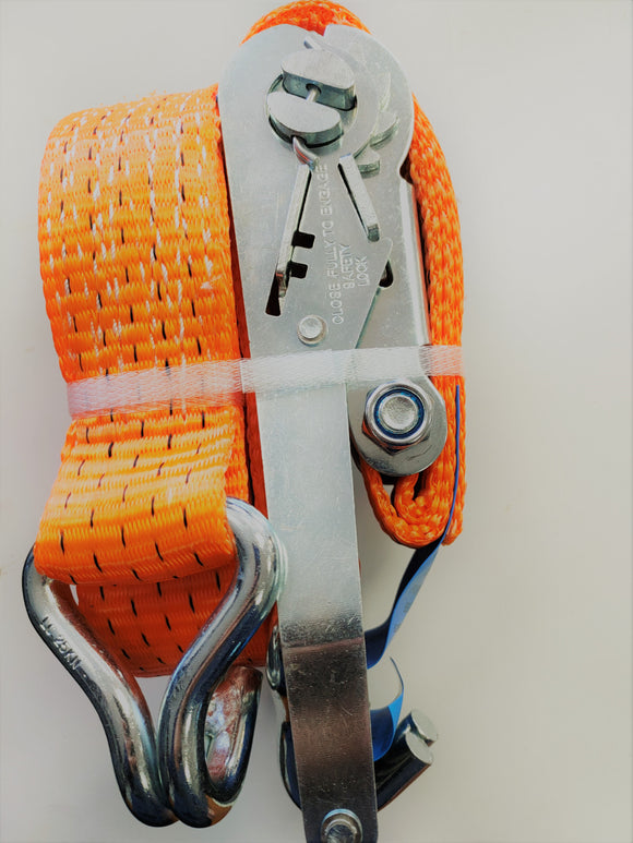 Pack Of Two 5t (5000kg) Heavy Duty Orange Ratchet Straps 4m