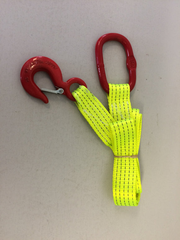 Lightweight Hi Visibility Winch Strap - 2m - Hook & Ring fast shipping - Lifting Slings