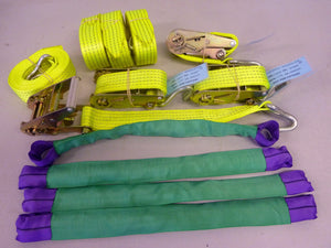 Hi-Visibility Vehicle Transporter Recovery Straps - Qty 4 - 4m / 50mm fast shipping - Lifting Slings