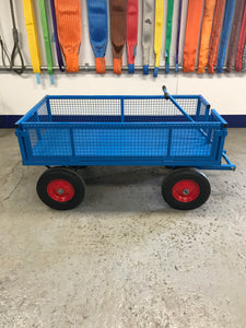HEAVY DUTY 1000kg Site Trolley/Cart/ Truck 4 WHEEL BOGIE With Drop Down Sides - SOLID WHEELS fast shipping - Lifting Slings