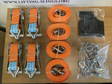 4x Orange - CAR TRAILER Over Tyre Tie Down Transporter Heavy Duty Ratchet Straps fast shipping - Lifting Slings