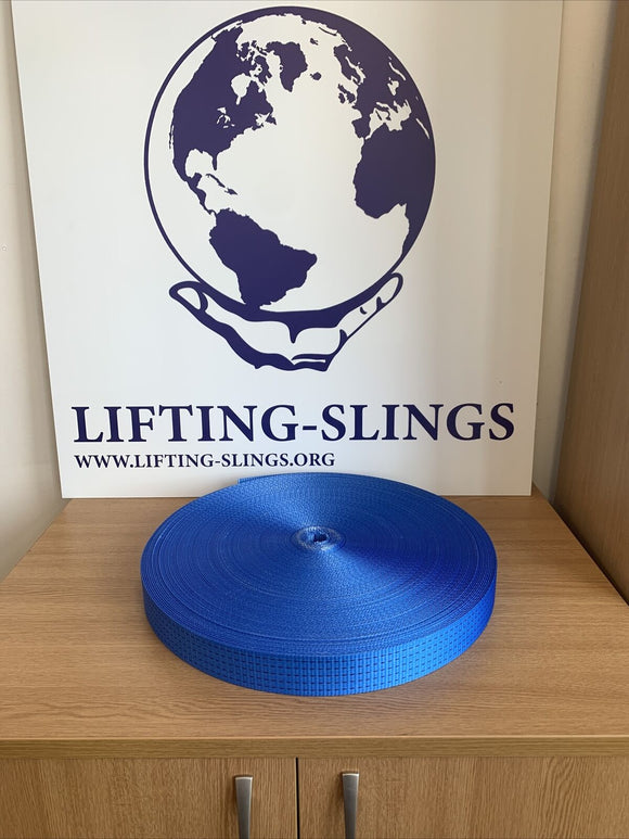 50mm Polyester Lashing Webbing Blue 5000kg fast shipping - Lifting Slings