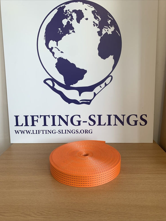 50mm Polyester Lashing Webbing Orange 5000kg fast shipping - Lifting Slings